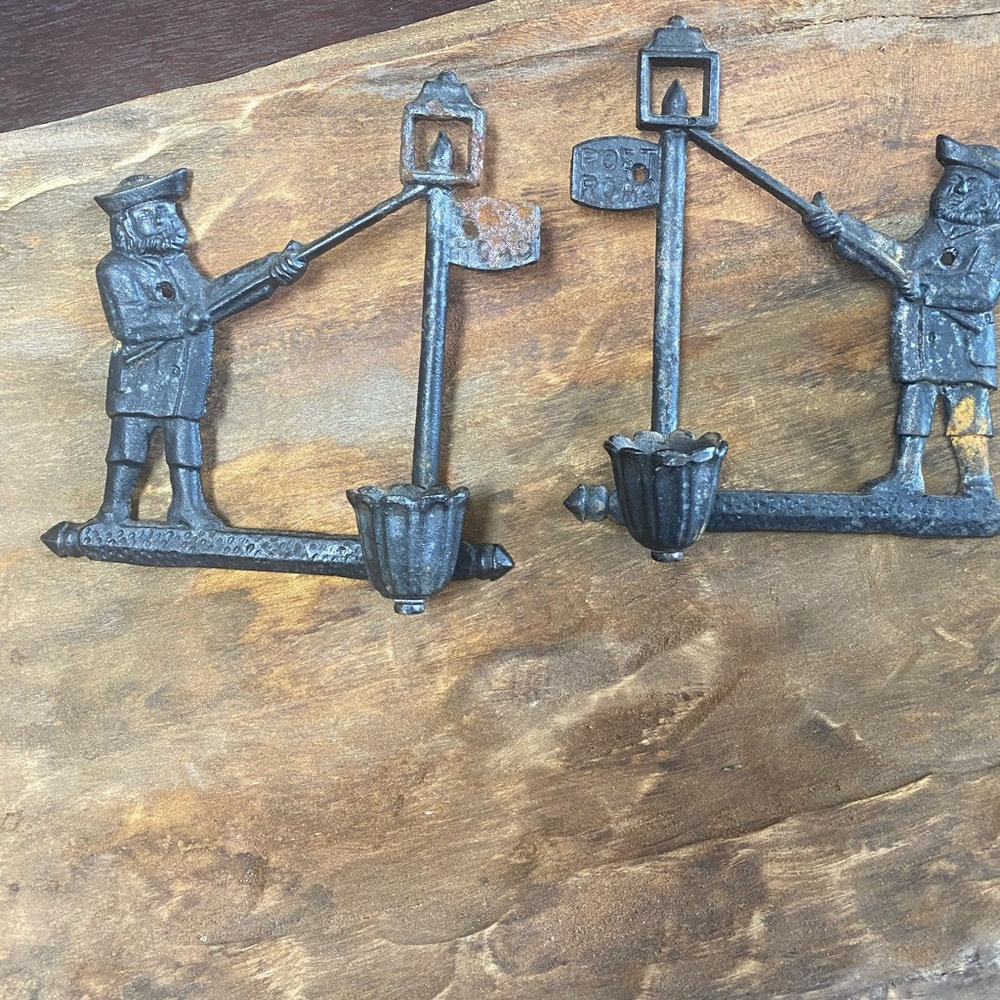 Antique intage Cast iron wall hanging candle holders